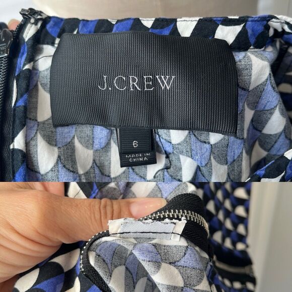 J. Crew Jersey Geo Print Midi Dress Size 6 Sheath style, Eposed side zips. - Picture 7 of 7